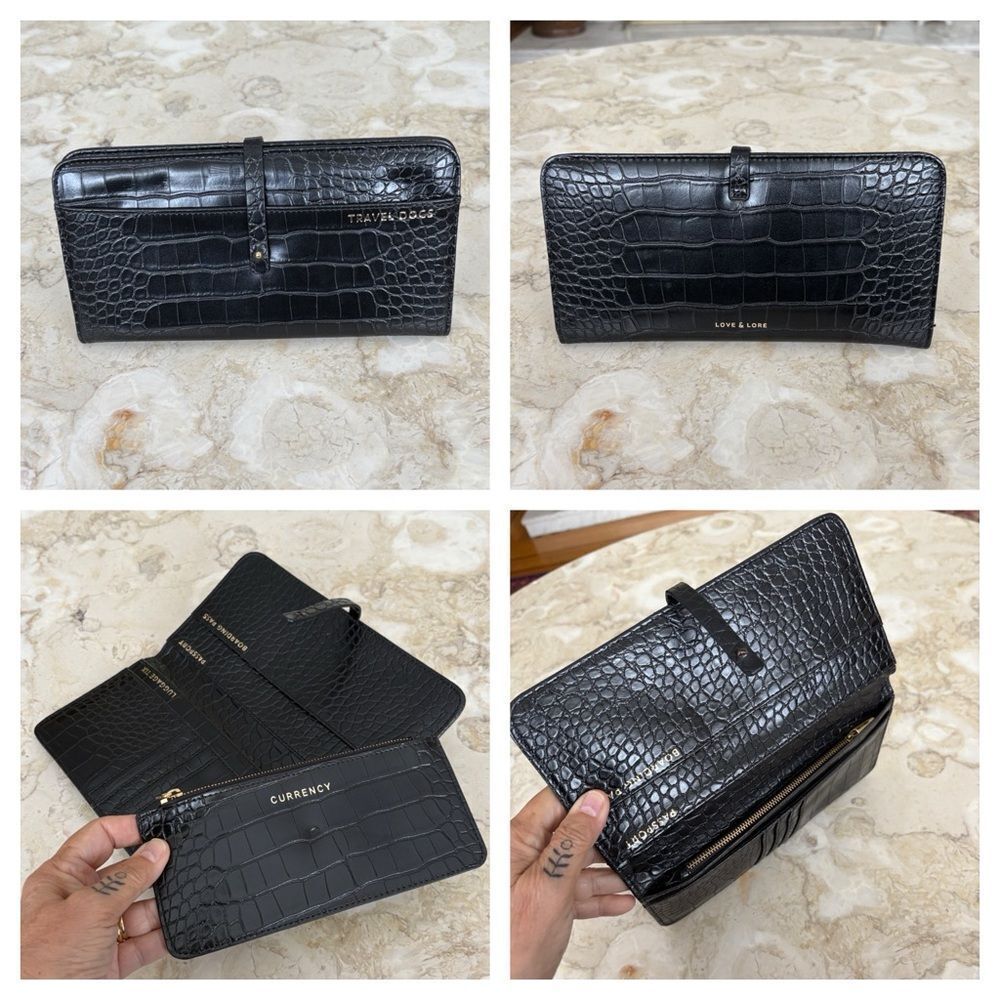 Love & Lore Travel Wallet Croc Embossed Faux Leather - Unused